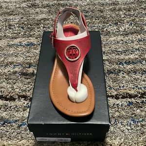 Tommy sandal that I have worn one time no scratches no bruising. Size ten
